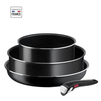 TEFAL L1539302 Ingenio Easy Cook & Clean Set 4 stuks - Anti -adhesieve herziening - Zwart