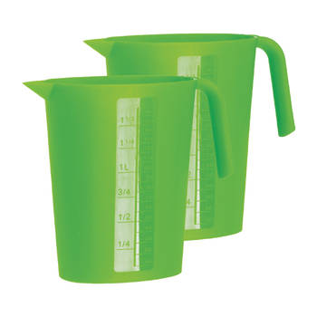 Juypal Schenkkan/waterkan - 2x - groen - 1,75 liter - kunststof - L22 x H20 cm - Schenkkannen