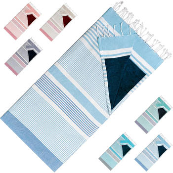 Arowell strandlaken - Trendy strandhanddoek - 2 lagen bescherming tegen zandhitte - 170 x 90 cm - Hemelsblauw blauw
