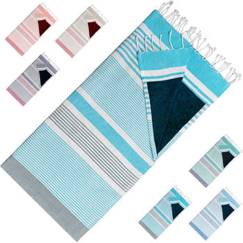 Arowell strandlaken - Trendy strandhanddoek - 2 lagen bescherming tegen zandhitte - 170 x 90 cm - Ocean Blue-grey