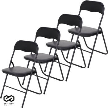 Infinity Goods Set van 4 Klapstoelen - Vouwstoelen - PVC - Eettafelstoelen - Opklapbare Stoelen - 43 x 47 x 80 CM -