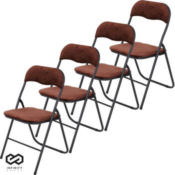 Infinity Goods Klapstoelen - Set van 4 - Vouwstoelen - Fluweel - Eettafelstoelen - Opklapbare Stoelen - 43 x 47 x 80 CM