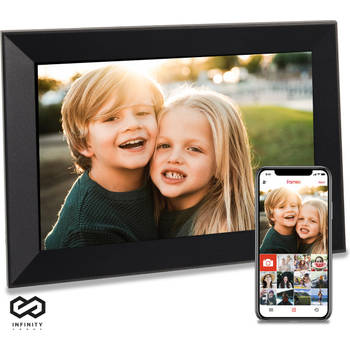 Infinity Goods Digitale Fotolijst Met WiFi En Frameo App - Digitale Fotokader - 10,1 Inch - HD IPS Scherm - Zwart