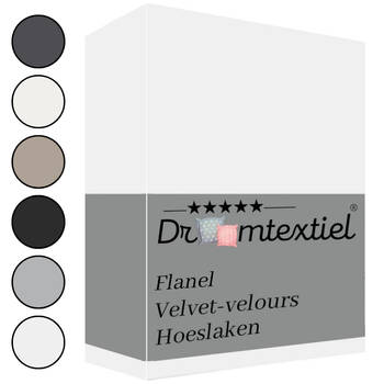 Droomtextiel Zachte Flanel Velvet Velours Hoeslaken Wit Tweepersoons 140x200 cm - Hoogwaardige Kwaliteit - Super Zacht