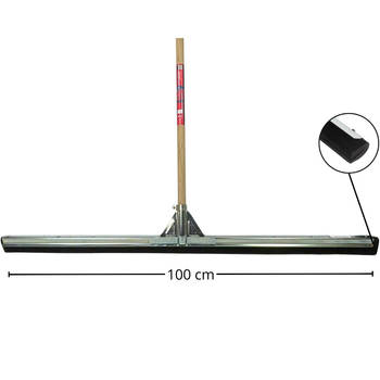 Synx Tools 100cm Vloertrekker met steel 150 cm Zwart 100 cm - Trekkers/moppen - Dweilen - vloerwisser met waterkeerrand