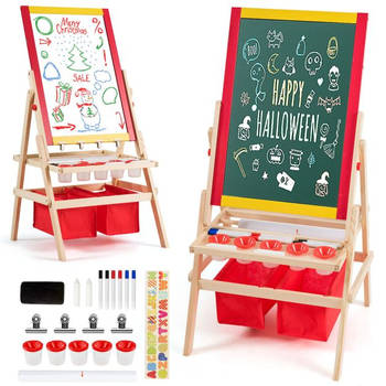Zenzee Krijtbord - Tekenbord - Whiteboard - Voor Kinderen - Educatief Speelgoed - Hout - 53 x 52 x 106,5 cm
