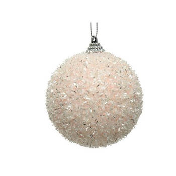 Decoris - Kerstbal Glitter - Poederroze