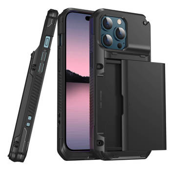 R2B® Hoesje met pasjeshouder geschikt voor iPhone 12 + 12 Pro - 4 pasjes - Inclusief screenprotector - Model Zeist