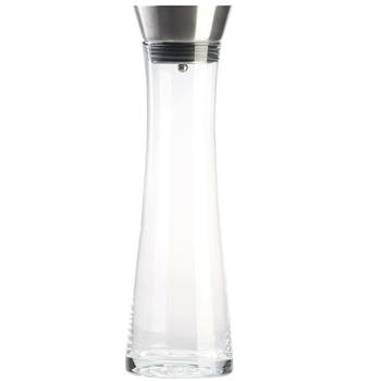 Karaf - Waterkan - RVS Zeef - Glas - 9.5 x 30 cm - 1 liter