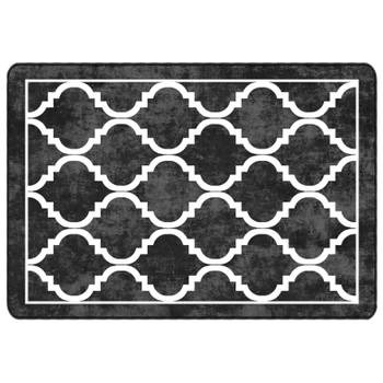 vidaXL Vloerkleed wasbaar anti-slip 120x180 cm zwart en wit