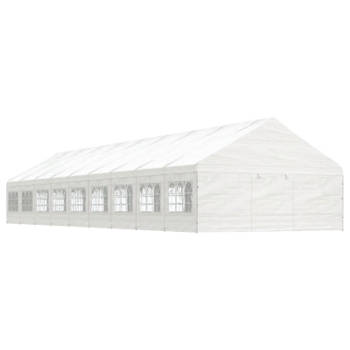 vidaXL Prieel met dak 20,07x5,88x3,75 m polyetheen wit