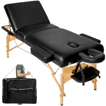 tectake® - Massagetafel portable/draagbaar - matras 7,5 cm - incl. draagtas, kleur zwart - 404376