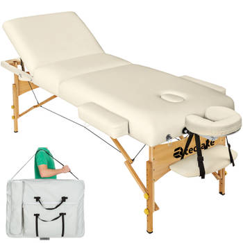 tectake® - Massagetafel 3 zones - matras 7,5 cm - incl. draagtas - portable/draagbaar - beige - 404375