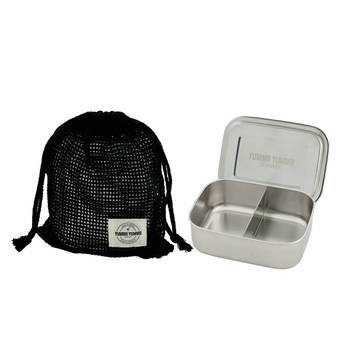 Yummii Yummii - Bento Lunchbox Medium met 2 Compartimenten - Roestvast Staal - Zilver