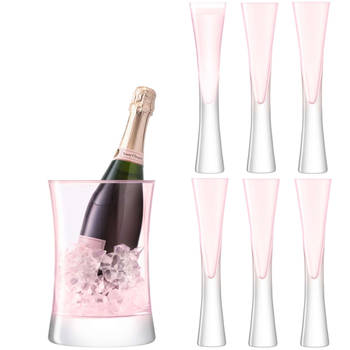 L.S.A. - Moya Champagne Serveerset Set van 7 Stuks - Glas - Roze