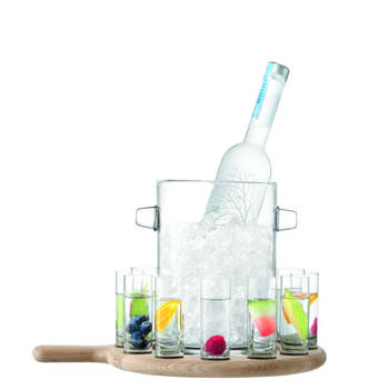 L.S.A. - Paddle Wodka Set met Serveerplank en Ijsemmer Set van 13 Stuks - Glas - Transparant