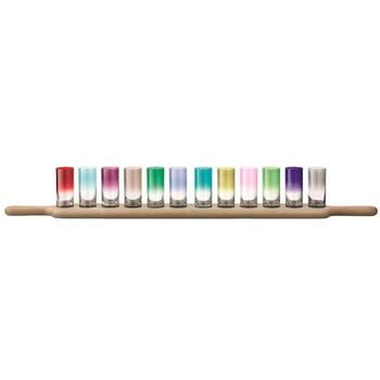 L.S.A. - Paddle Wodka Set met Serveerplank Set van 12 Stuks Assorti - Glas - Multicolor