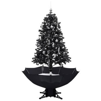 vidaXL Kerstboom sneeuwend met paraplubasis 170 cm PVC zwart