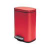 Spirella Pedaalemmer Venice - rood - 5 liter - metaal - L21 x H30 cm - soft-close - toilet/badkamer - Pedaalemmers