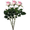Mica Decorations Kunstbloem roos Elena - 3x - roze - 48 cm - kunststof steel - bloemen - Kunstbloemen