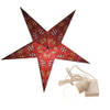 Decoratie kerstster - rood - 60 cm - papier - incl. verlichting - Kerststerren