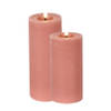 Countryfield LED kaarsen/stompkaarsen set - 2x st- roze - H12,5 en H15 cm - LED kaarsen