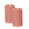 Countryfield Lyon LED kaarsen/stompkaarsens - 2x - roze - D7,5 x H12,5 cm - LED kaarsen