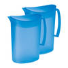 Juypal Schenkkan/waterkan - 2x - blauw - 2 liter - kunststof - L20 x H23 cm - met deksel - Schenkkannen