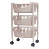 Juypal Keukentrolley met appelmotief - 3-laags - taupe - kunststof - 45 x 29,5 x 70,5 cm - Opberg trolley