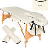 tectake® - 2 zones massagetafel-set met 5cm matras, rolkussens en houten frame - beige - 404744