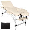 tectake® - Mobiele aluminium massagetafel 3 zones beige + draagtas - behandeltafel - 401047