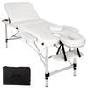 tectake® - Mobiele aluminium massagetafel 3 zones wit + draagtas - behandeltafel - 401046