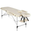 tectake® Aluminium Massagetafel - 2 Zones, 4 cm Matras - Opvouwbaar - Hoogte Verstelbaar - Incl. Accessoires - Beige