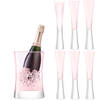 L.S.A. - Moya Champagne Serveerset Set van 7 Stuks - Glas - Roze