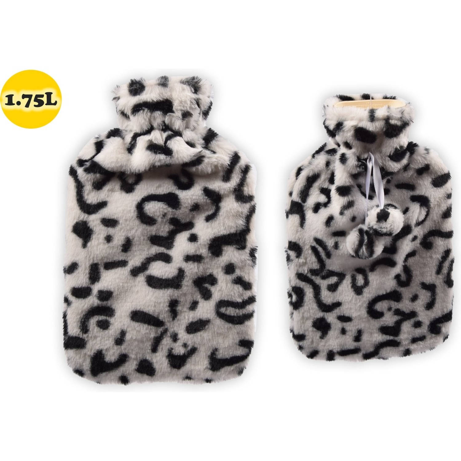 Warme 1.78l Kruik met Schattige Knuffelhoes - Perfect voor Baby's, 55% Rubber - cheetah print