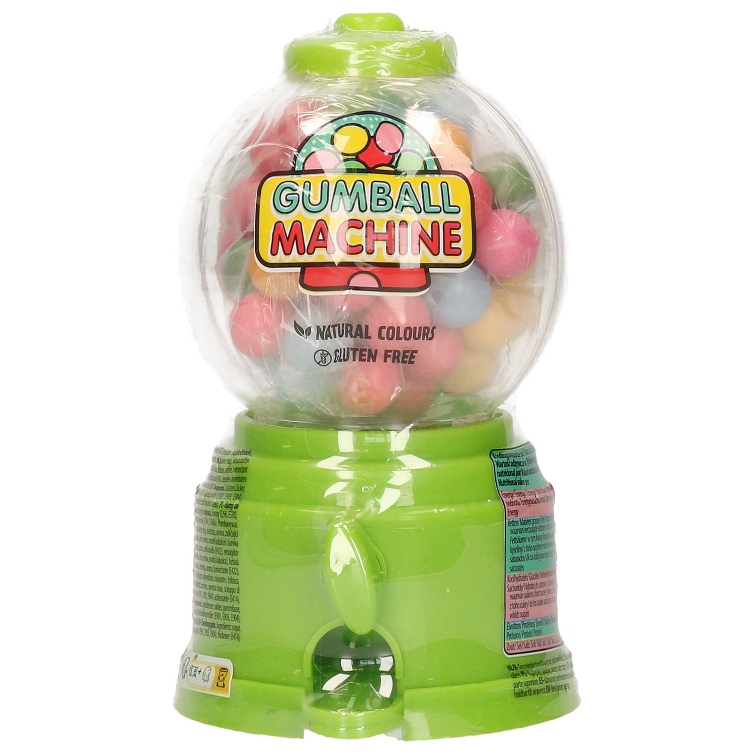 Kauwgomballen automaat-dispenserA?A gevuld met kauwgomballen groen Kauwgumballen automaten