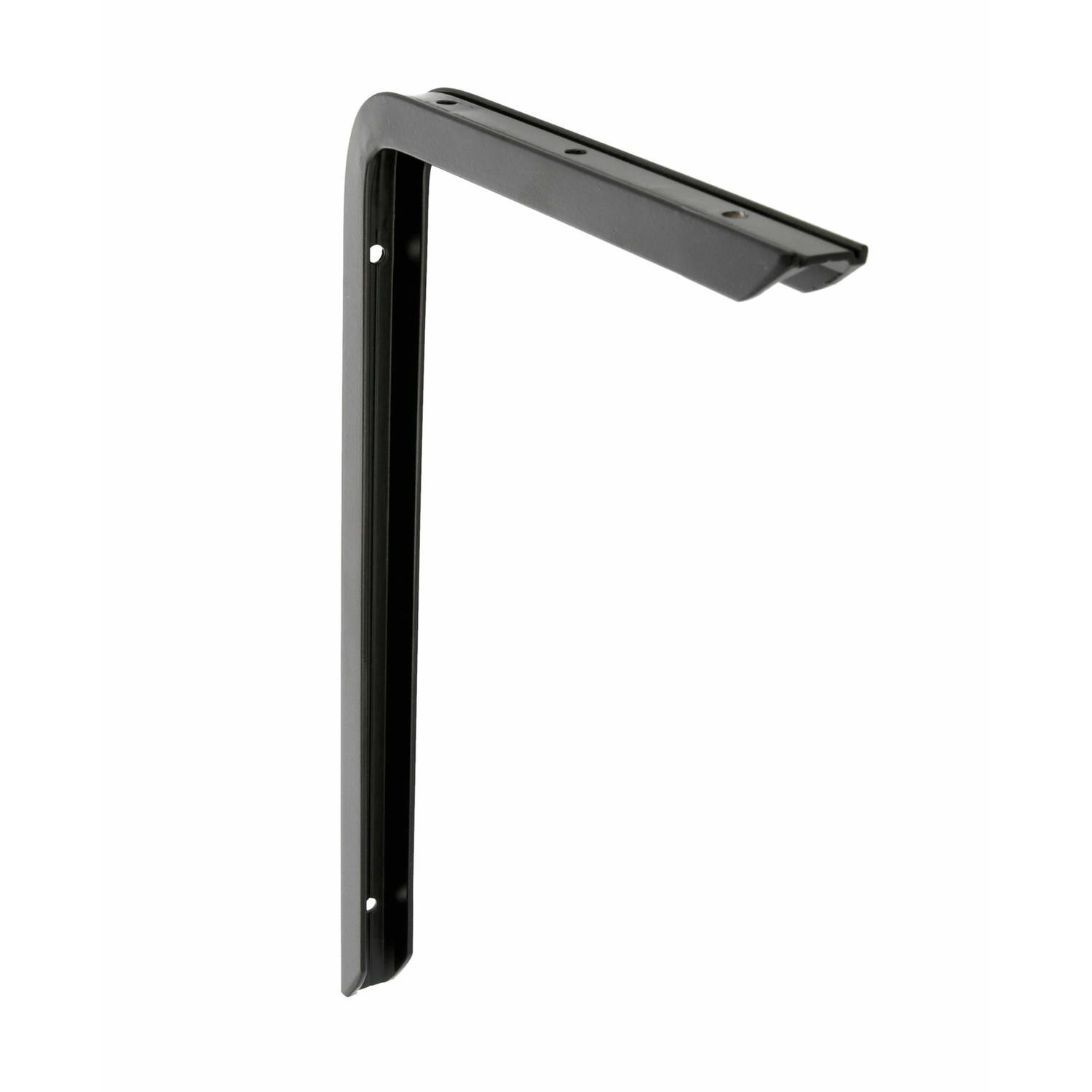AMIG Plankdrager/planksteun - aluminium - gelakt zwart - H350 x B200 mm - max gewicht 45 kg - boekenplank steunen