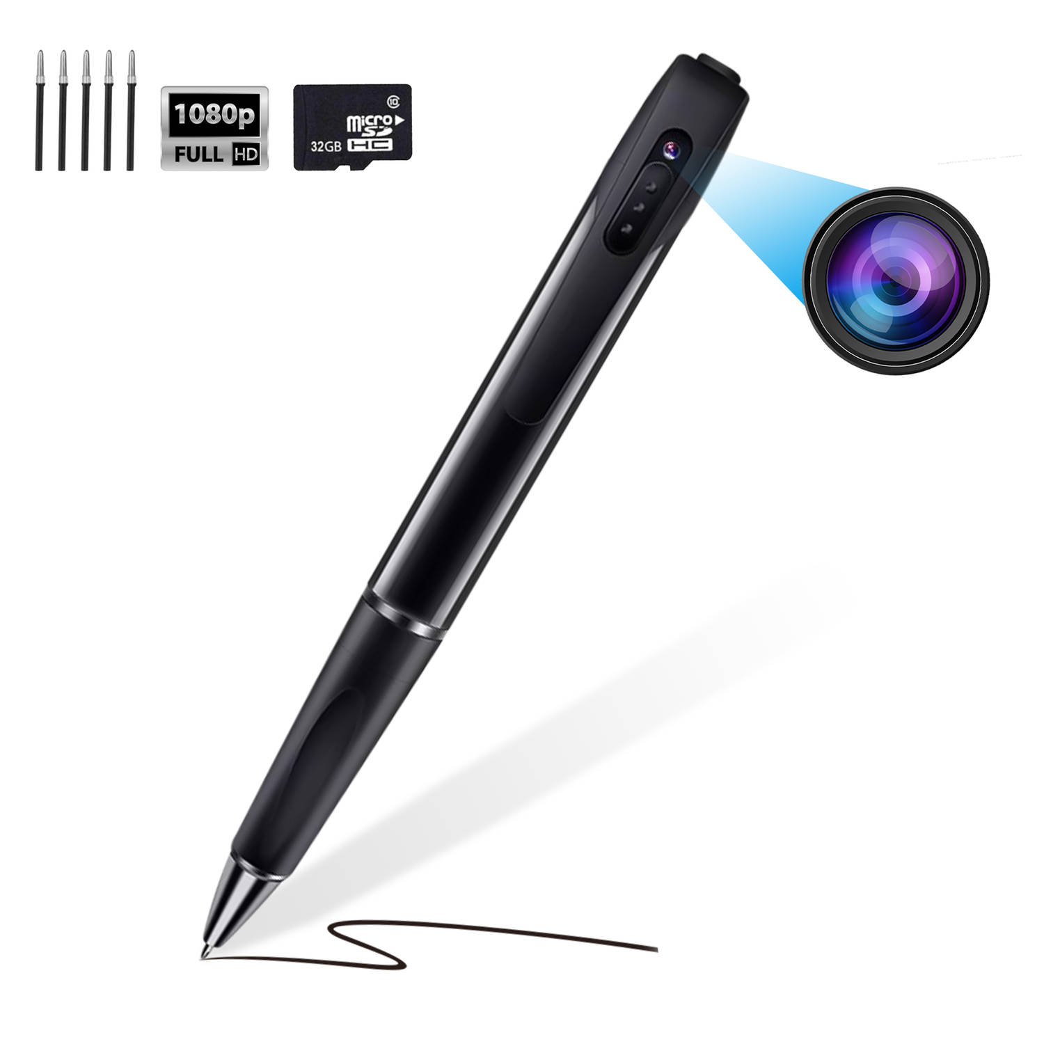 Looki Spy Camera Pen & 32GB SD-kaart - 8MP FHD – Mini Spionage Cam – Verborgen Beveiligingscamera – Geluid - Full-HD - Draadloos