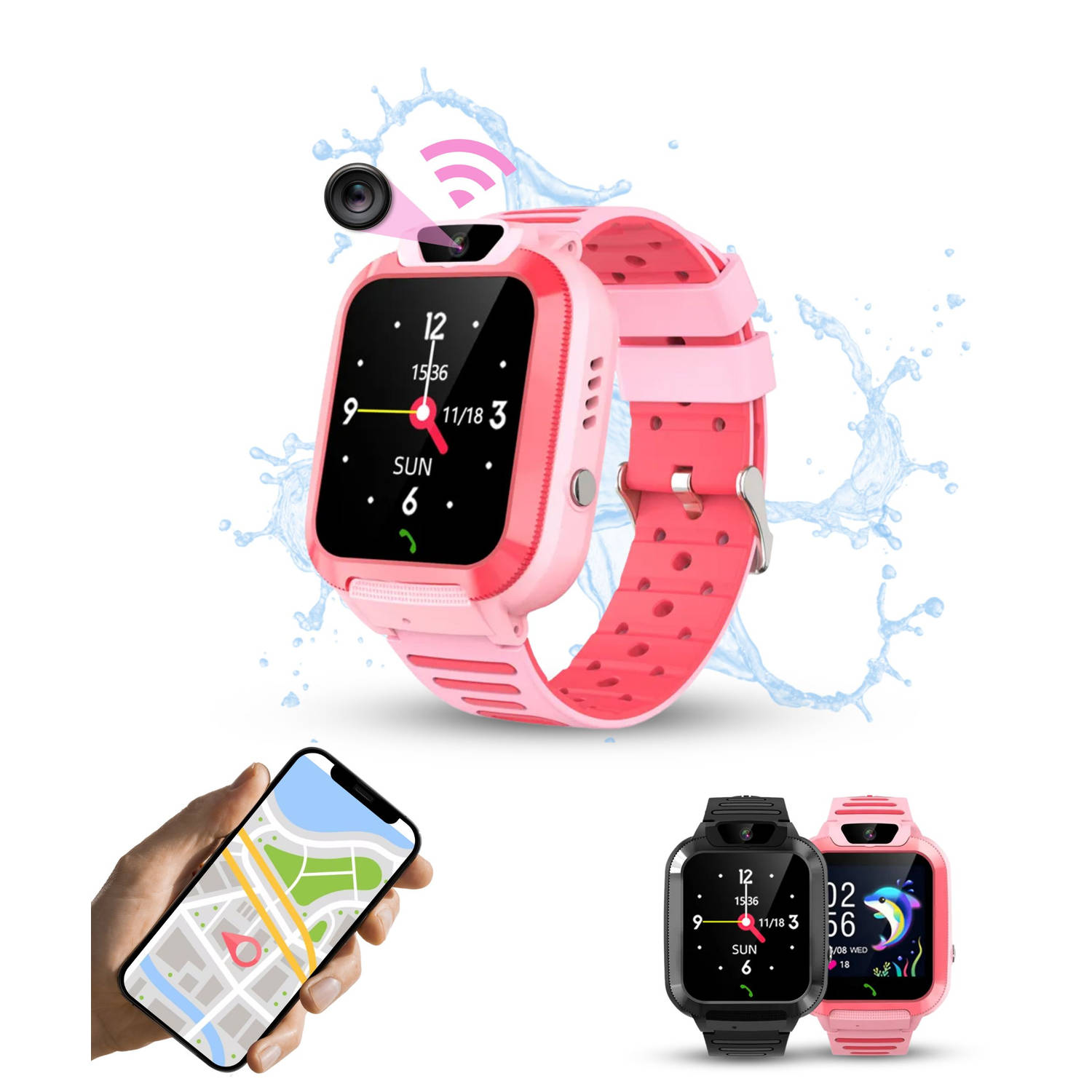 KidWorld Smartwatch Kinderen Roze | Met HD-camera, GPS en 4G Verbinding | 1,44 Inch