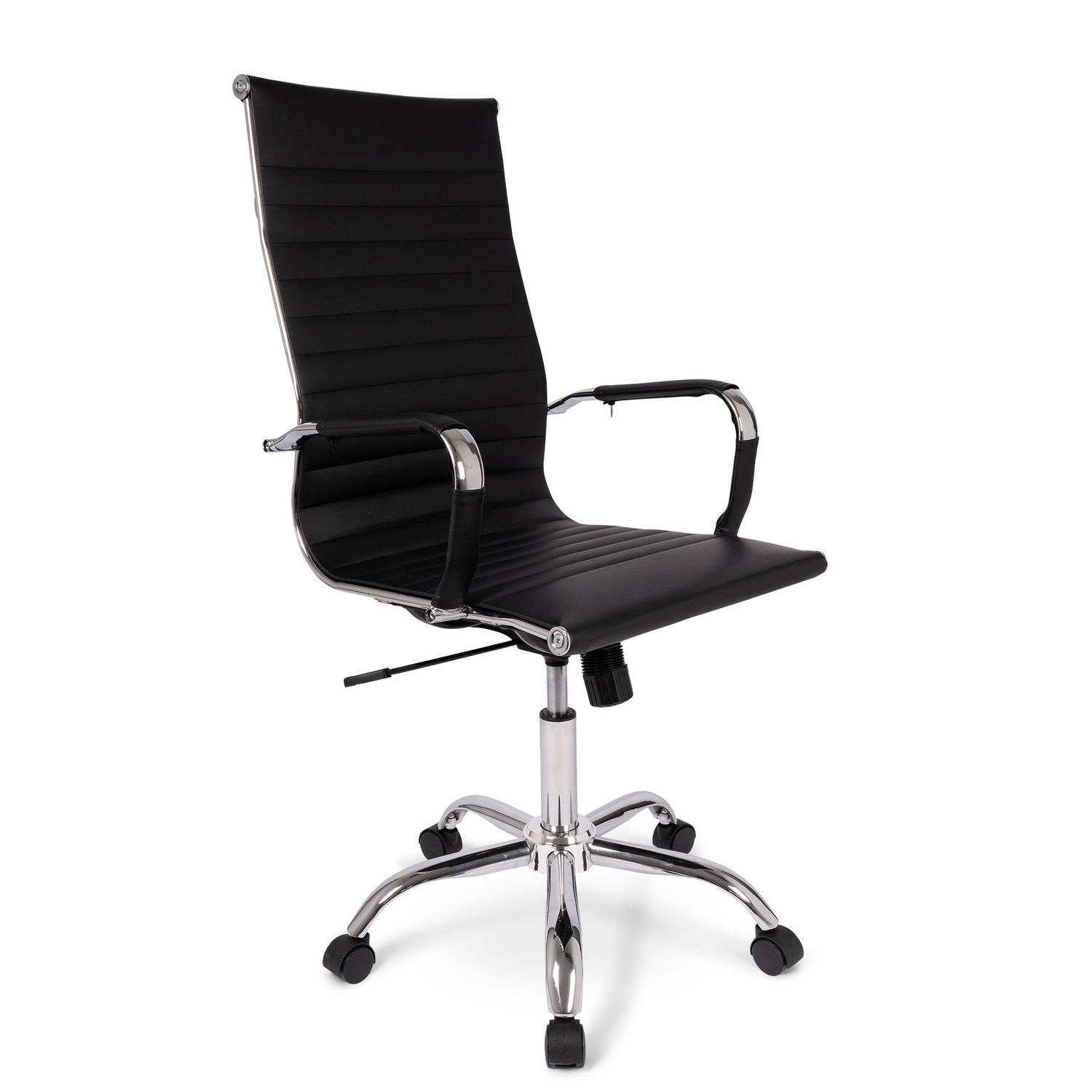 Ergodu Milano Design Ergonomische Bureaustoel - Luxe Office Chair - Strak Design & PU-Leer - Zwart