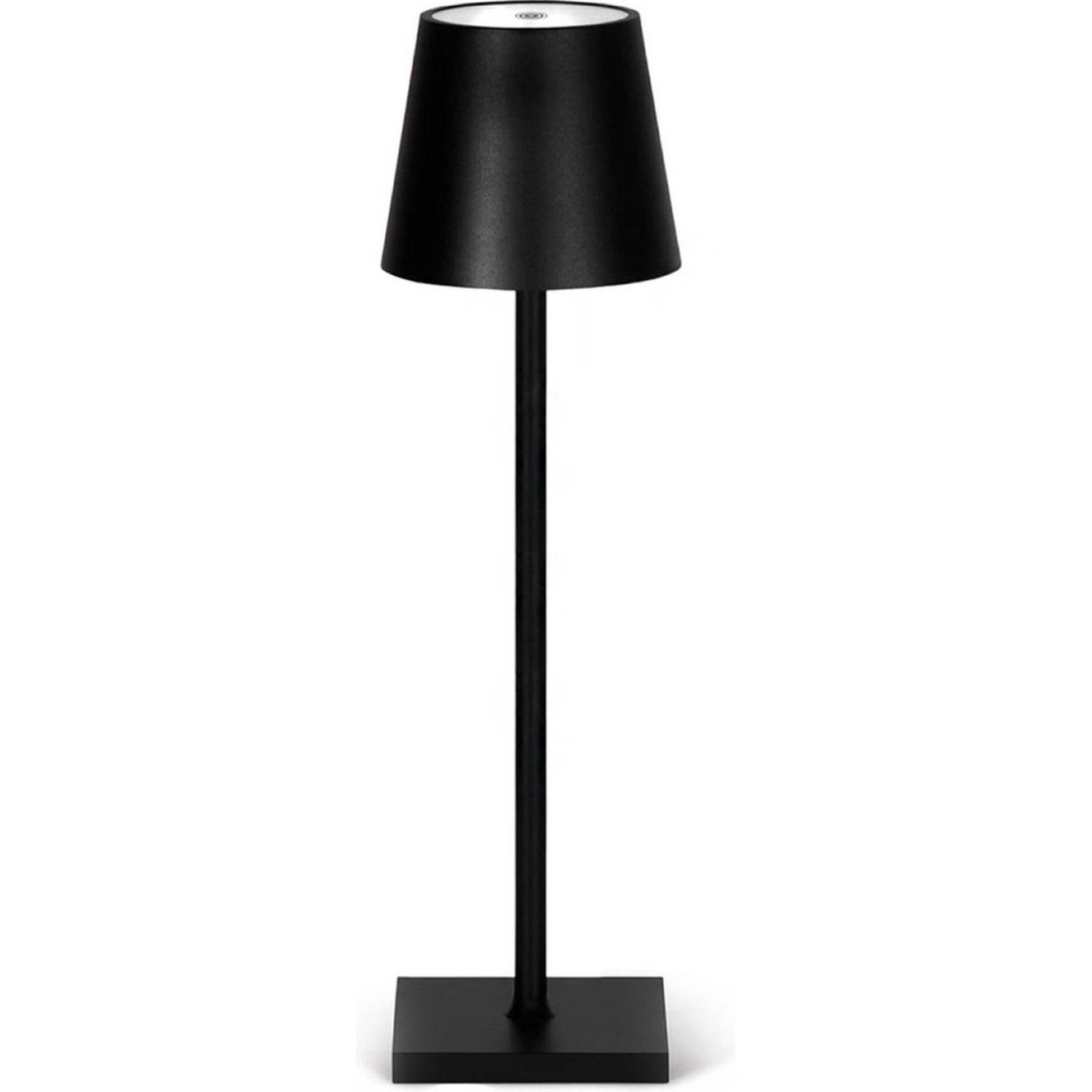 Goliving Tafellamp Oplaadbaar - Draadloos en dimbaar - Moderne touch lamp - Nachtlamp - 38 cm - Zwart