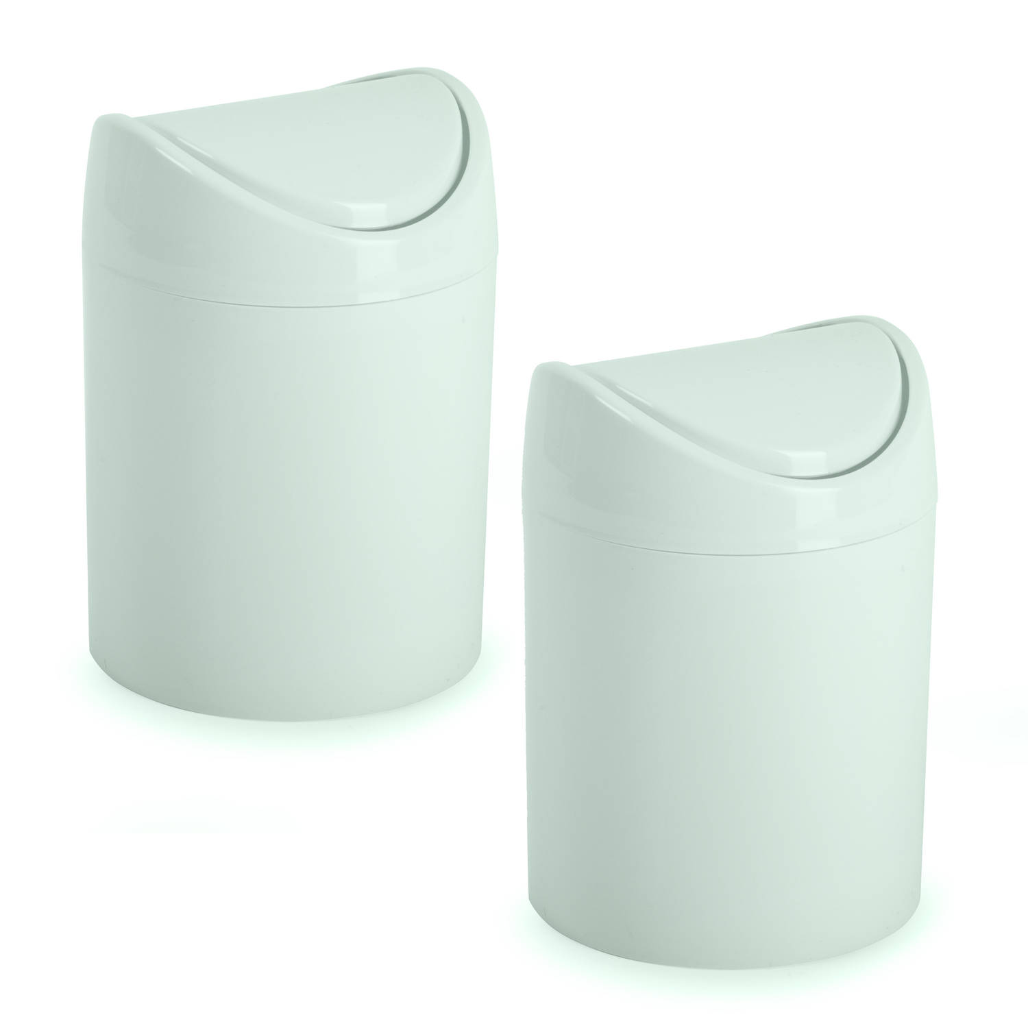 Plasticforte mini prullenbakje - 2x - mintgroen - kunststof - keuken/aanrecht - 12 x 17 cm - Prullenbakken