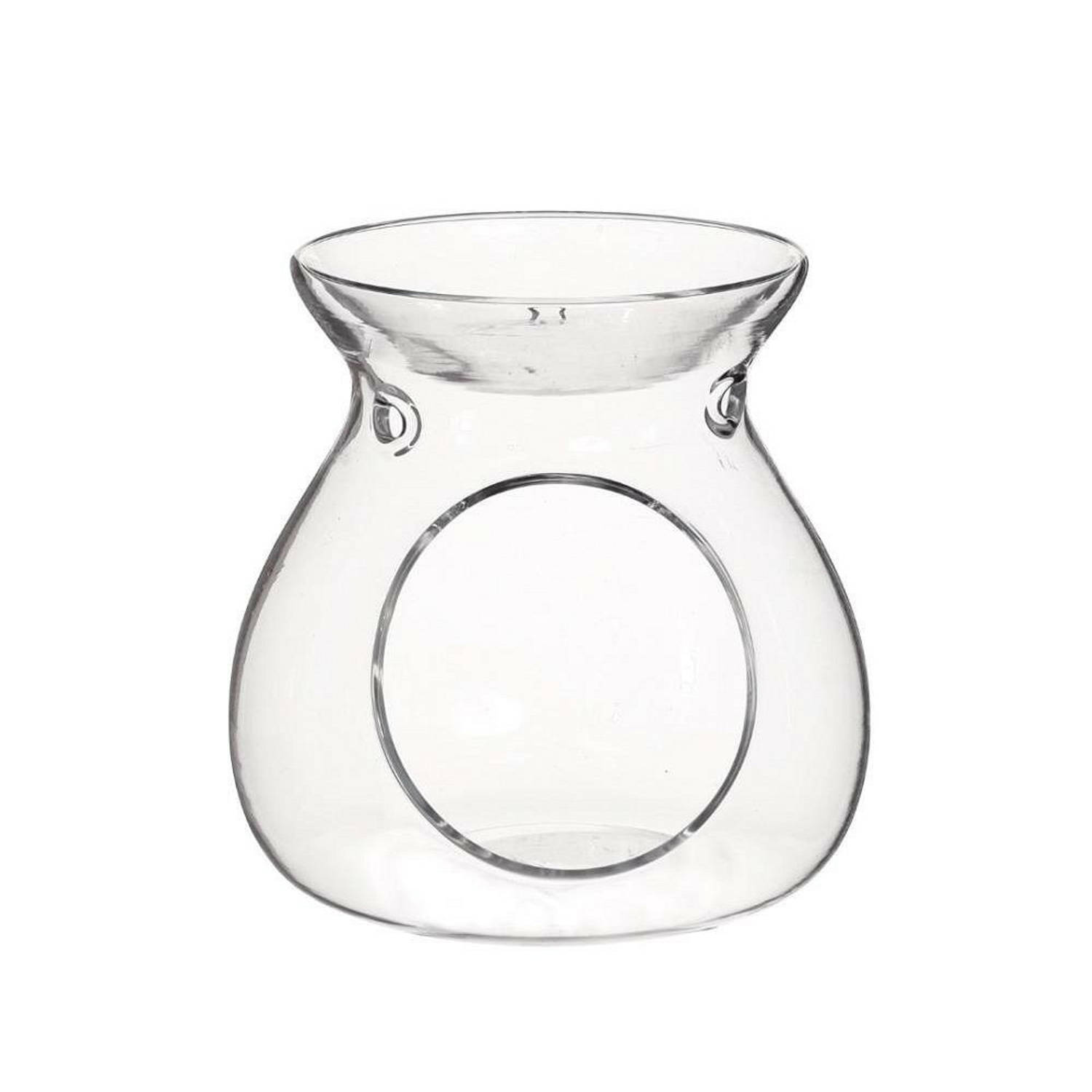 Ideas4seasons Geurbrander amberblokjes-geurolie glas transparant D10 x H10 cm Geurbranders