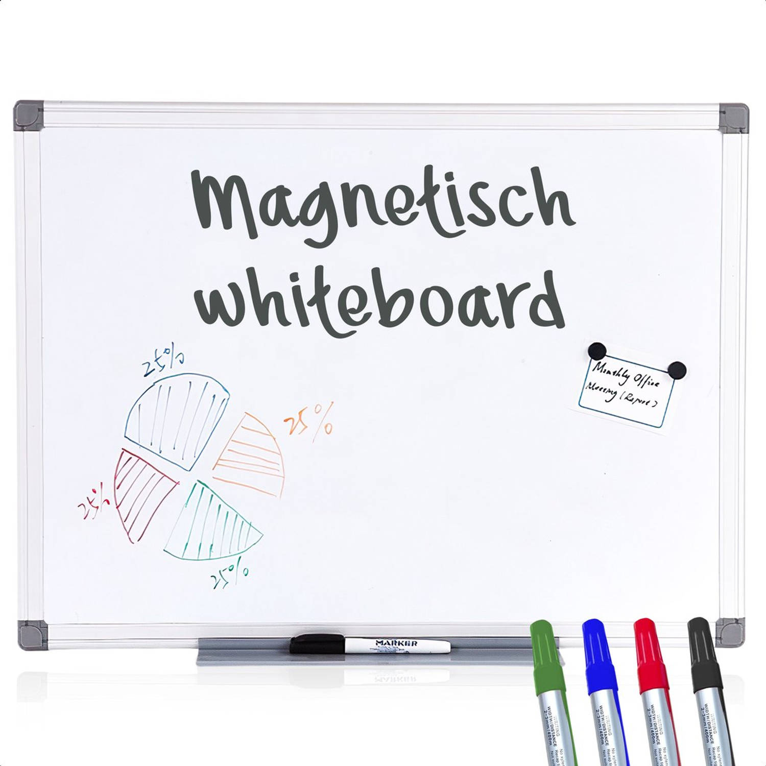 Goliving whiteboard met stiften Magnetisch bord 60 x 90 cm Krasvast memobord Schoolbord Emaille magn