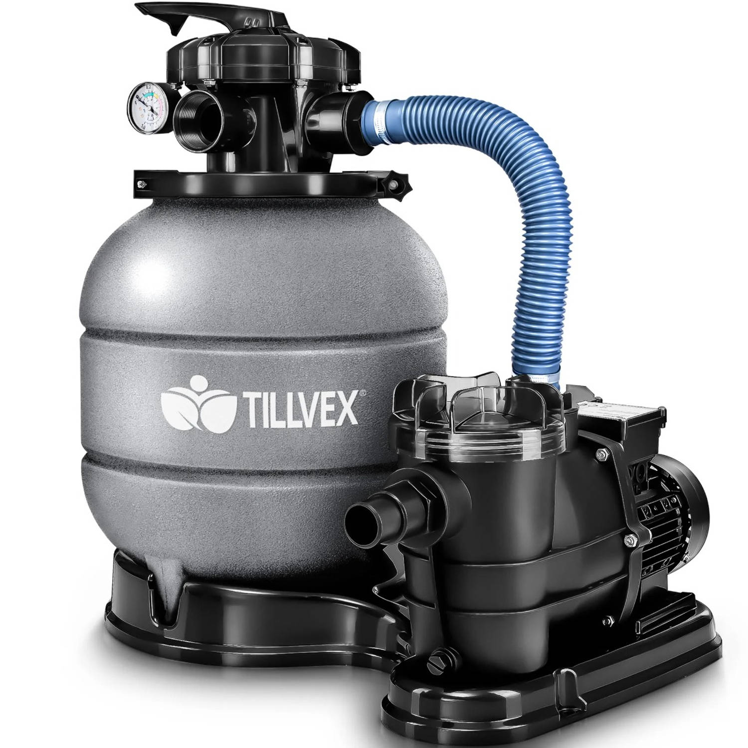 Tillvex zandfiltersysteem grijs -met pomp -filtersysteem- zandfilterfilter- boiler- zwembadfilterpom