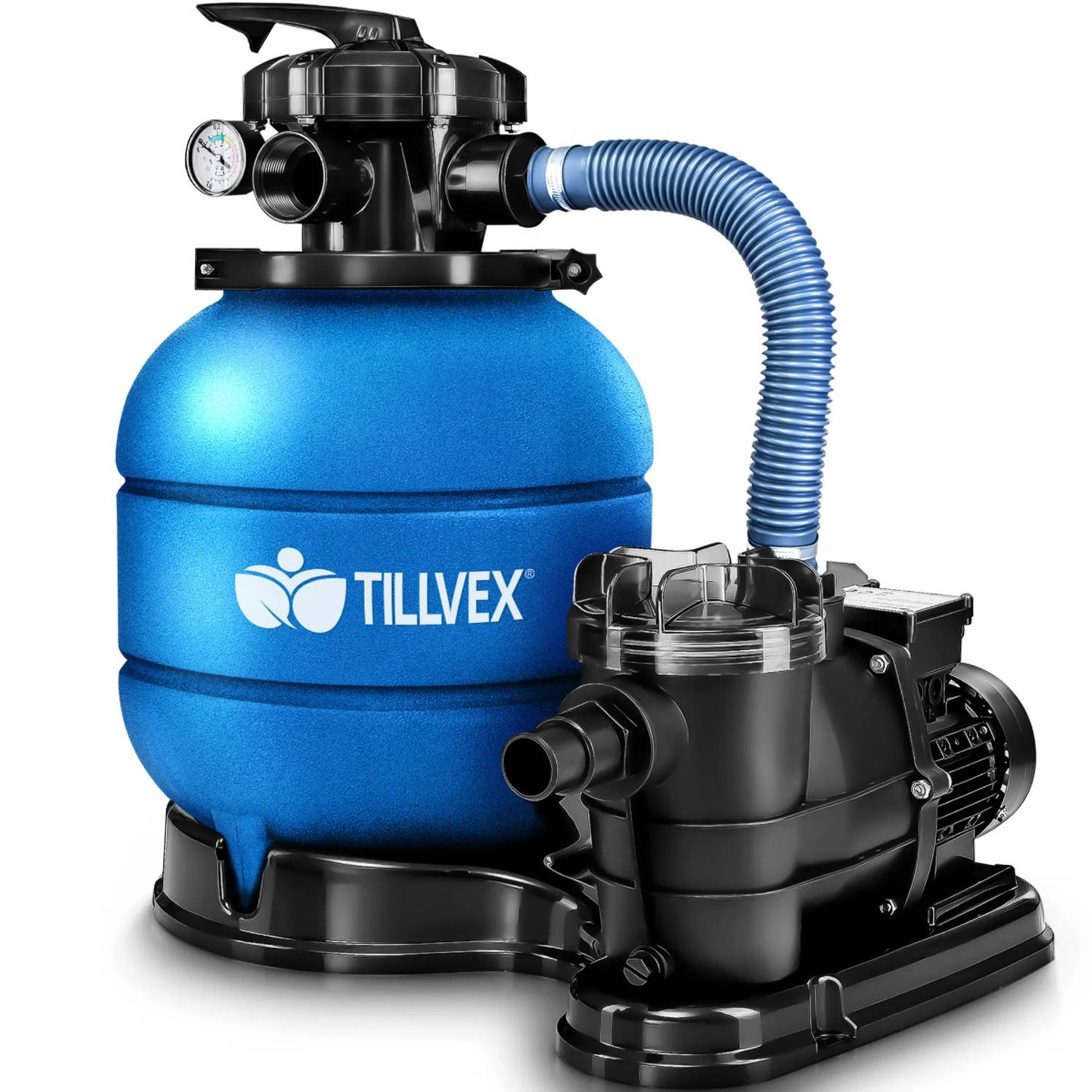 Tillvex zandfiltersysteem blauw-met pomp -filtersysteem- zandfilterfilter- boiler- zwembadfilterpomp