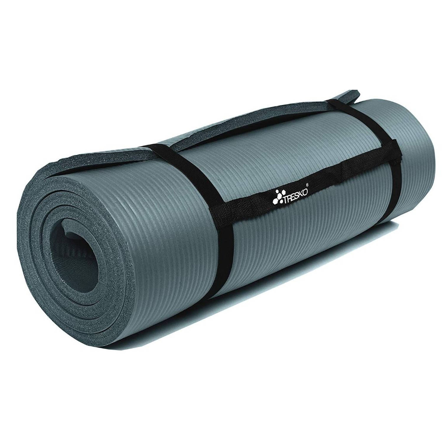 Yoga mat grijs-petrol 1,5 cm dik, fitnessmat, pilates, aerobics