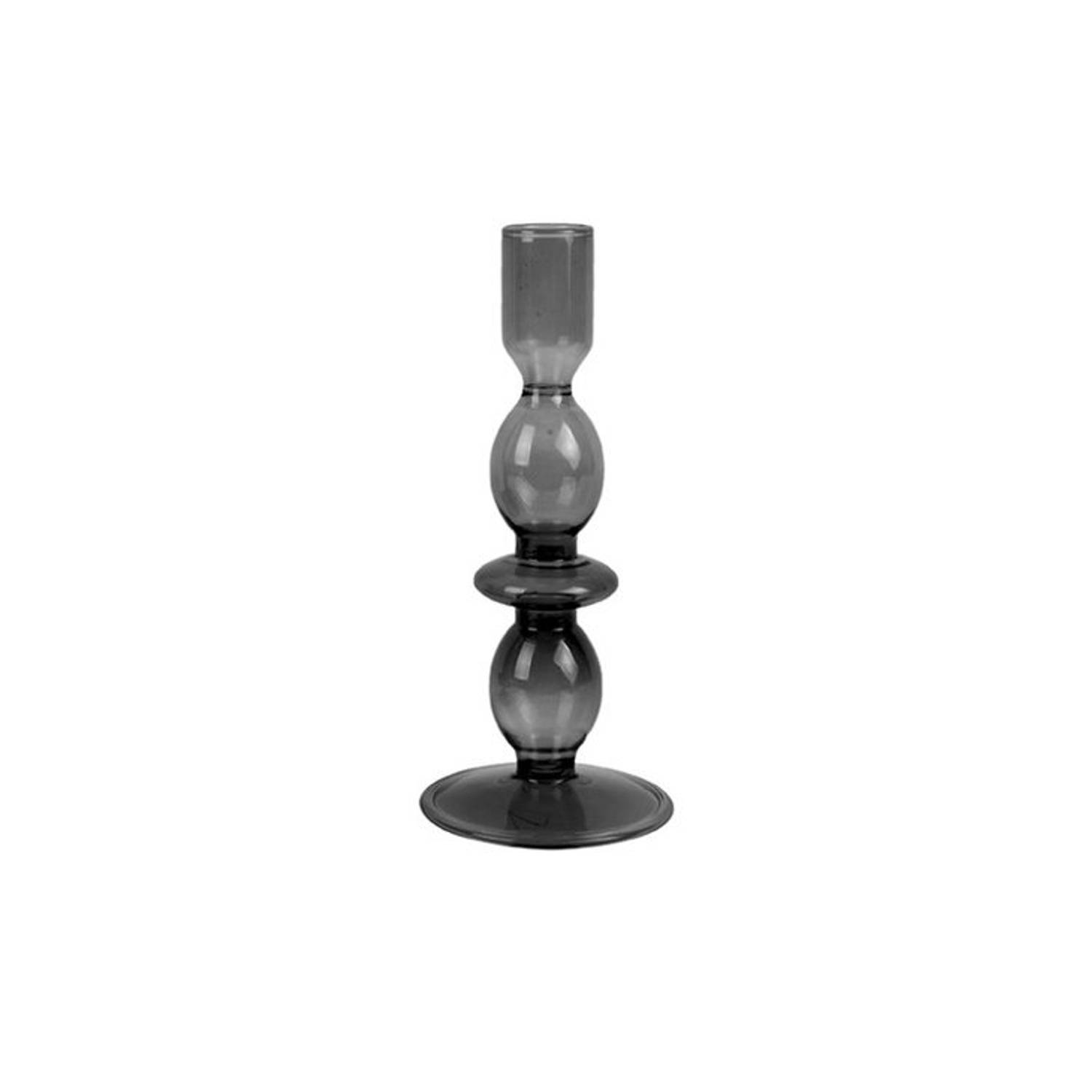 2x Present Time Candle Holder Glass Art Bubbles Medium Black