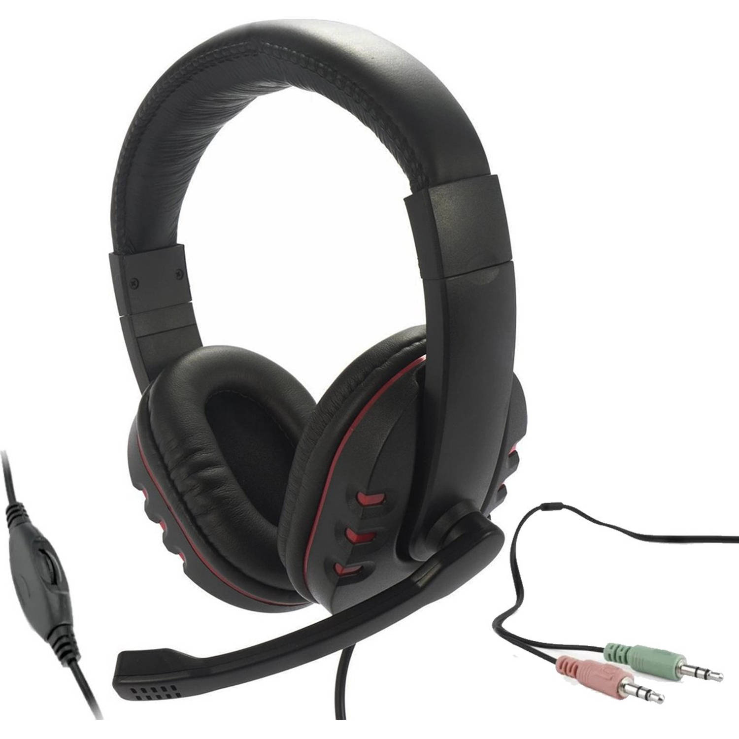 NÖRDIC GAME-N1025 Stereo gaming headset met microfoon en volumeregeling 3,5 mm jack, 2,2 m kabel, zw