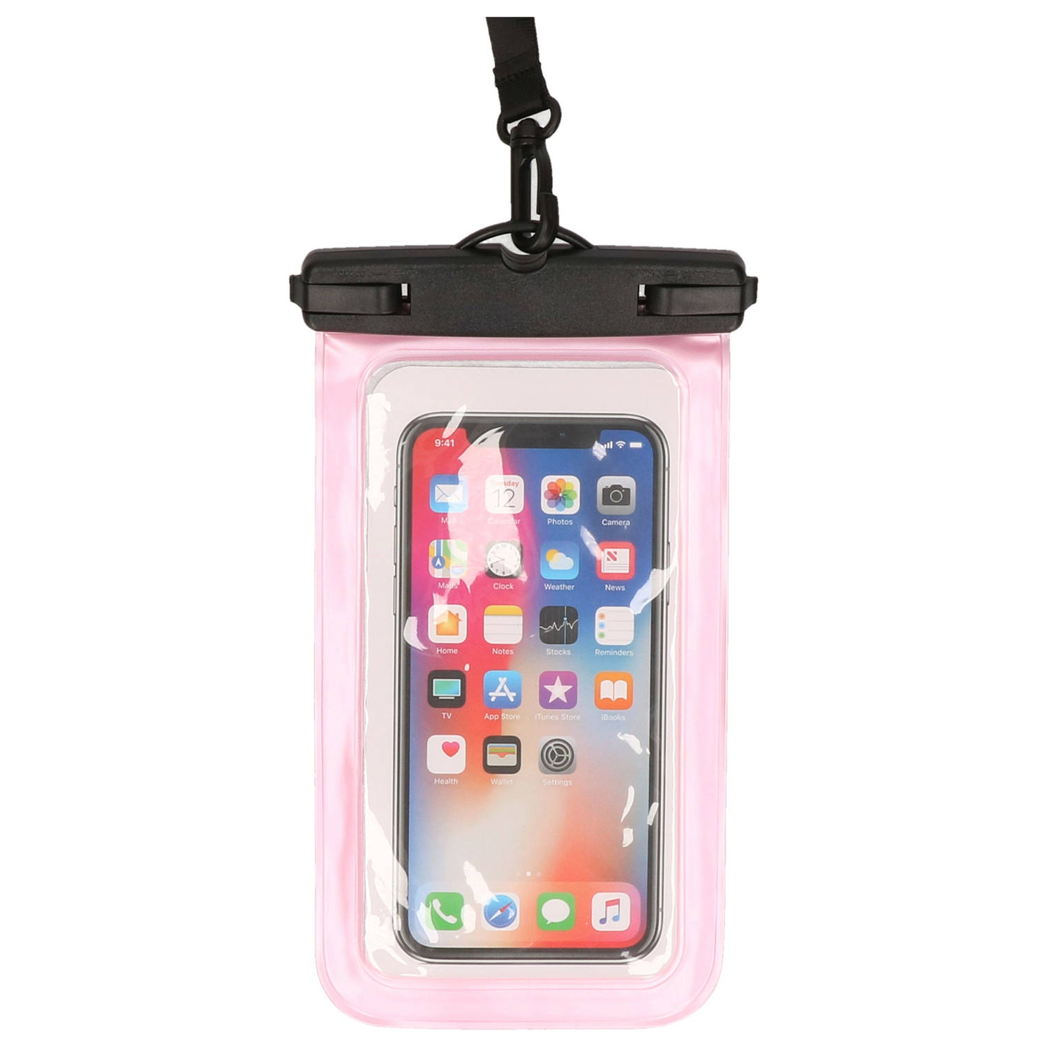 Bellatio Design waterdicht telefoonhoesje voor alle telefoons tot 6 inch roze Telefoonhoesjes